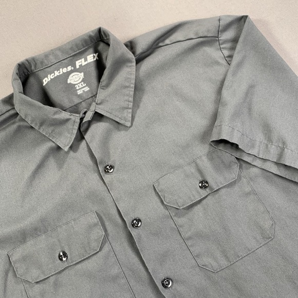 Dickies Shirt Mens 2XL Gray FLEX Short Sleeve Work Button Front Pockets WS675CH - Picture 1 of 16